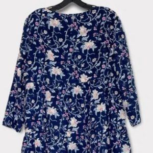 Sézane Bell Nude Marine Blue Flowers Dress, EU38
